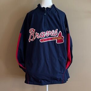 Majestic Navy and Red Braves Performance Jacket
